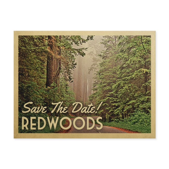 Redwood Forest Save The Date Humboldt California Announcement Postinvitations