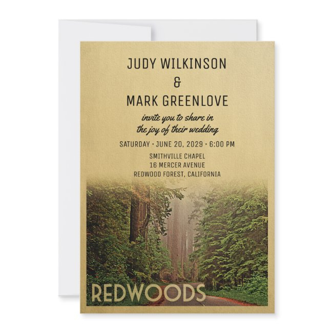 Redwood Forest Wedding Invitation Humboldt County