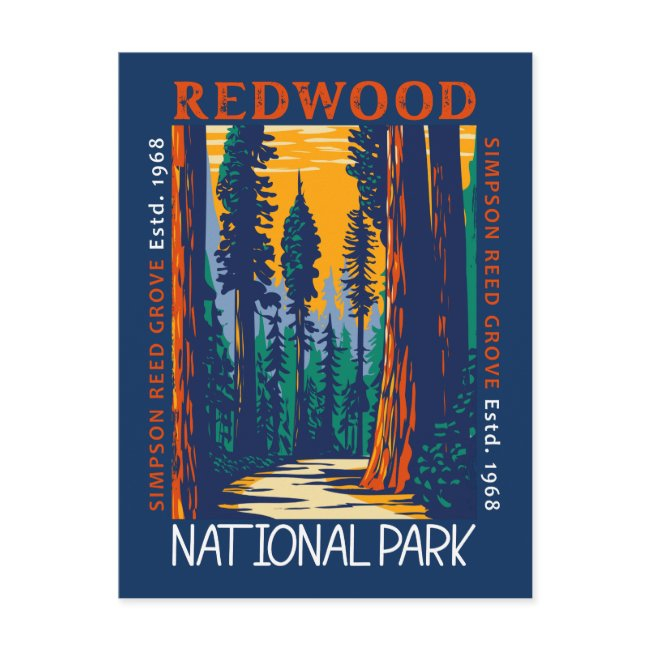 Redwood National Park California Retro Distressed Postinvitations