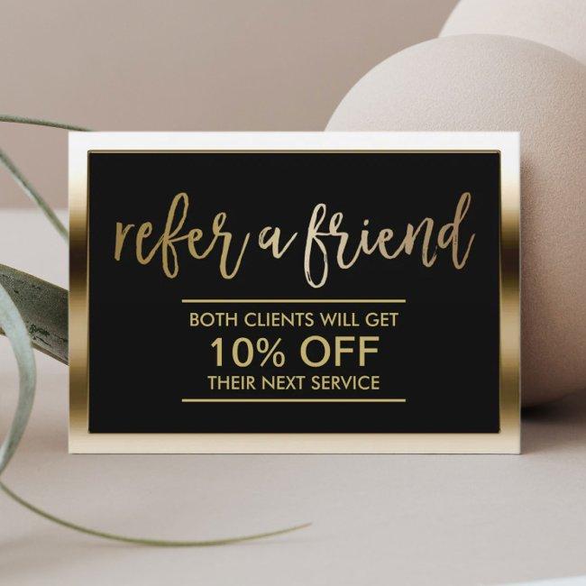 Referral Invitations | Modern Black & Gold Framed