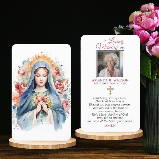 Religious Catholic Prayer Virgin Mary Cross Floral Business Invitations