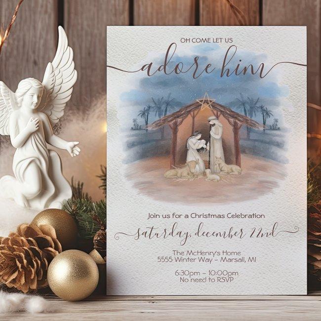 Religious Christmas Nativity Jesus, Mary & Joseph Invitation