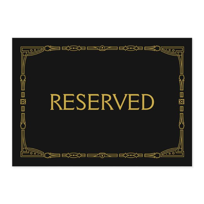 "reserved" Gold Art Deco Style Wedding Sign Invitation