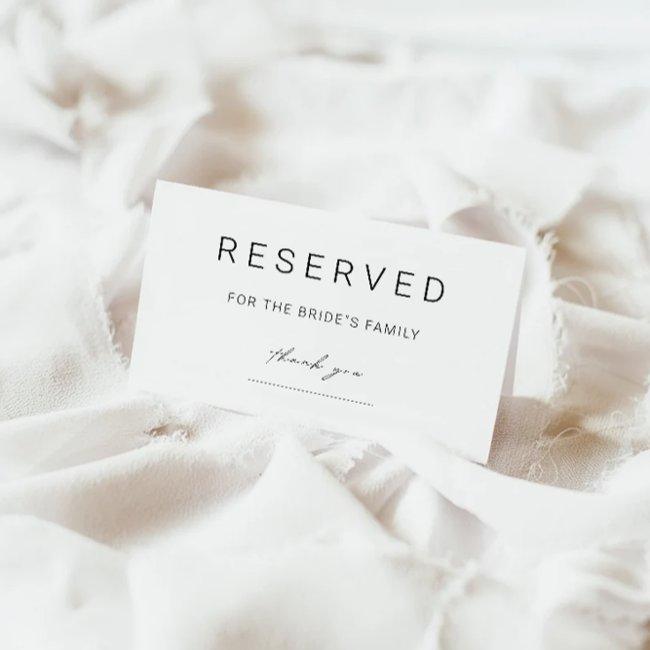 Reserved Sign, Minimalist Reserved Sign Enclosure Invitations