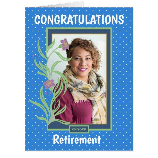 Retirement Congratulations Blue Border Photo Invitations