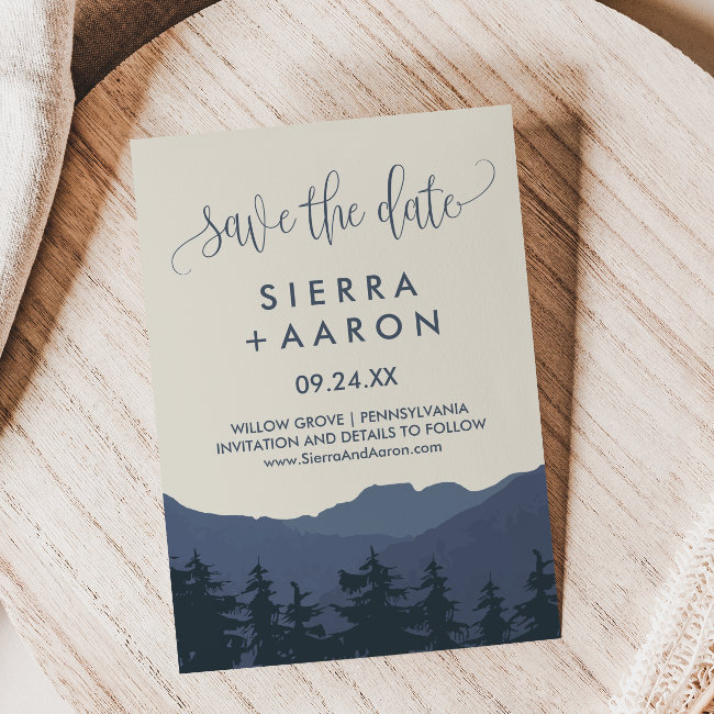 Retreat To The Mountains Save The Date Invitations