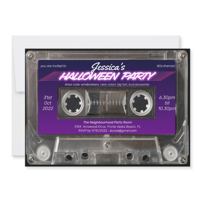 Retro 80s Themed Cassette Mixtape Halloween Party Invitation