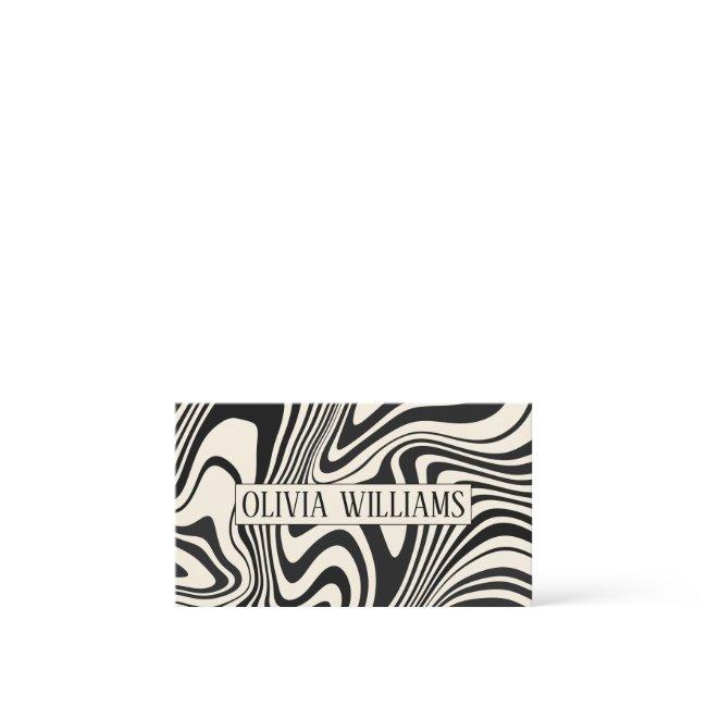 Retro Black Swirl Abstract Pattern Business Invitations