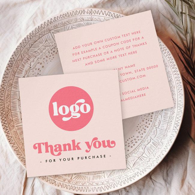 Retro Blush Pink Business Thank You Insert Card