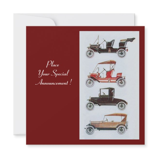 Retro Cars 2 , Auto Restoration Red White Black Announcement