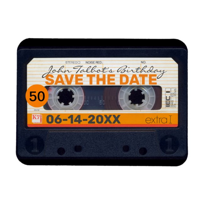 Retro Cassette Tape 50th Birthday Save The Date M2 Magnet