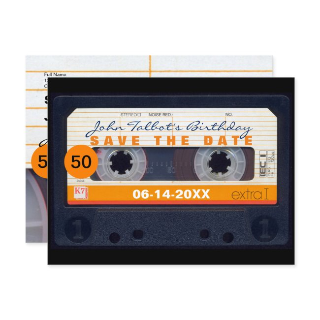 Retro Cassette Tape 50th Birthday Save The Date P2 Invitation Postinvitations