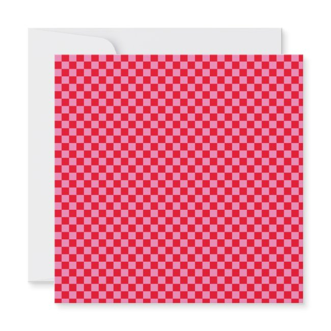 Retro Checkerboard Checkered Pattern Pink Orange Save The Date