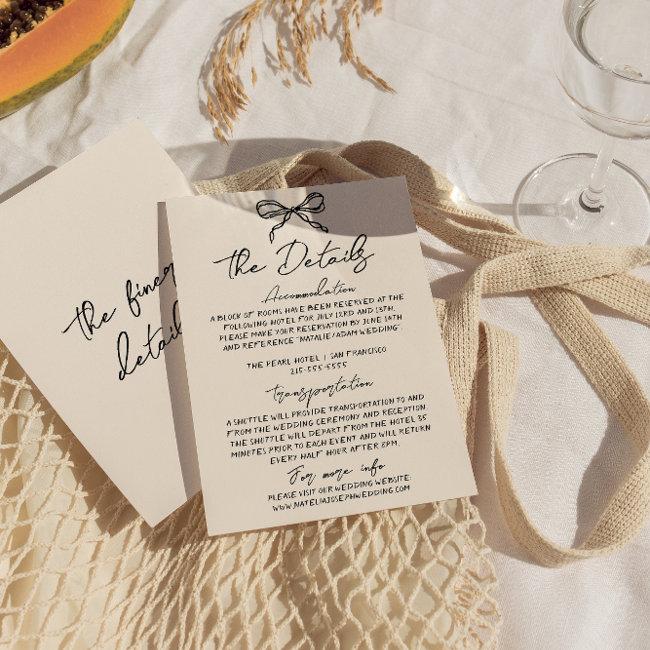 Retro Hand Written Drawn Quirky Wedding Details Enclosure Invitations