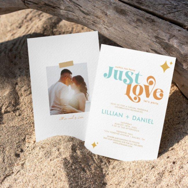 Retro Just Love Casual Wedding Invitation