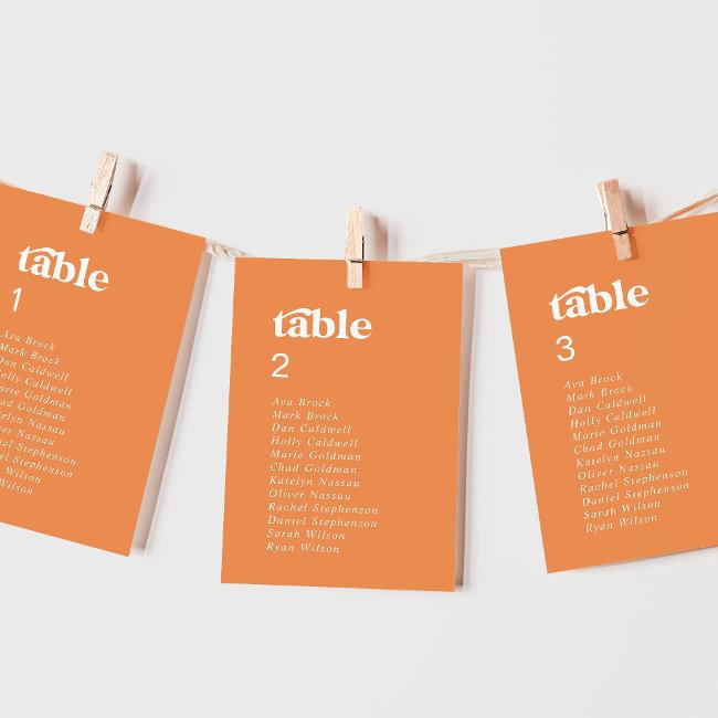 Retro Summer | Orange Hanging Seating Chart Invitations