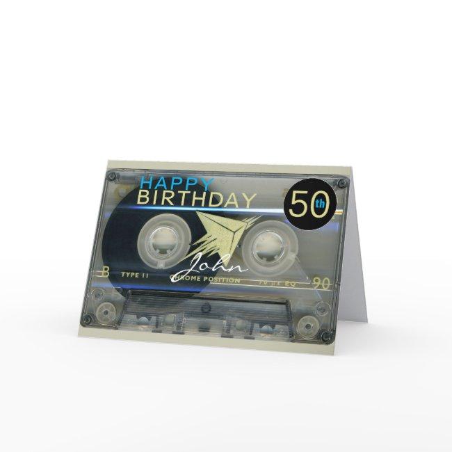 Retro T5 Audiotape 50th Birthday Recto-verso Name Card