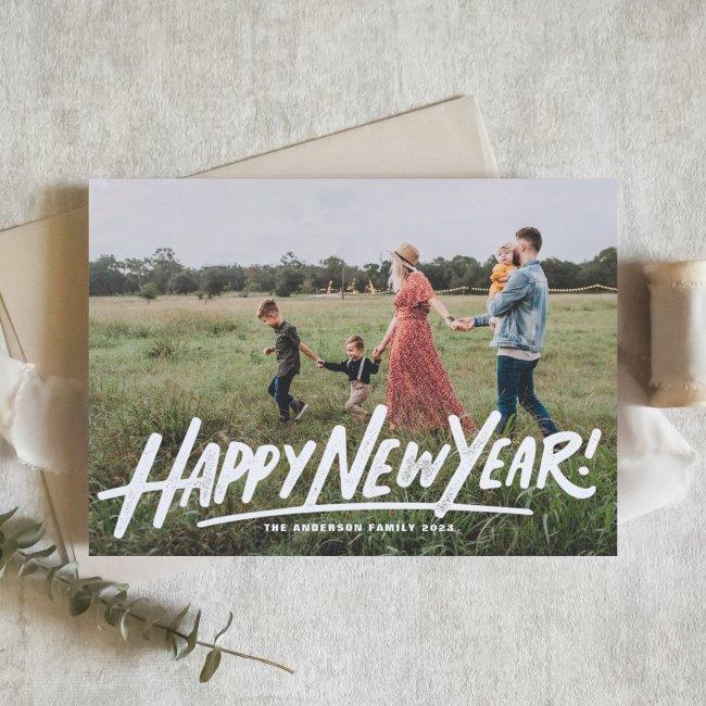 Retro Typography Photo Overlay Happy New Year Post Holiday Postinvitations