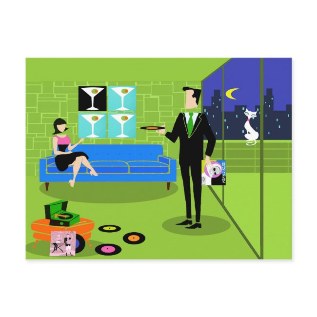 Retro Urban Cartoon Couple Postinvitations