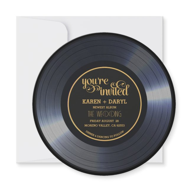 Retro Vinyl Black Wedding Record Invitation