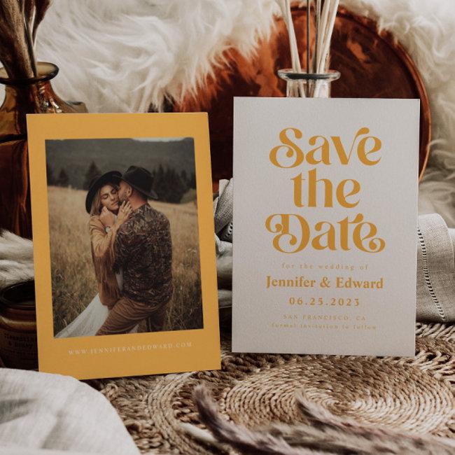 Retro Yellow Wedding Save The Date