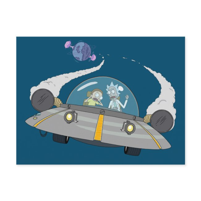 Rick And Morty™ | Flying Off In Space Ship Invitation Postinvitations