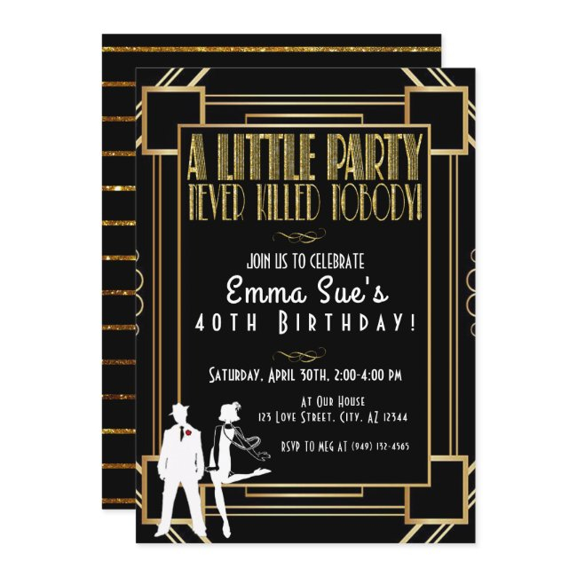 Roaring 20's Flapper Party Birthday Invitation