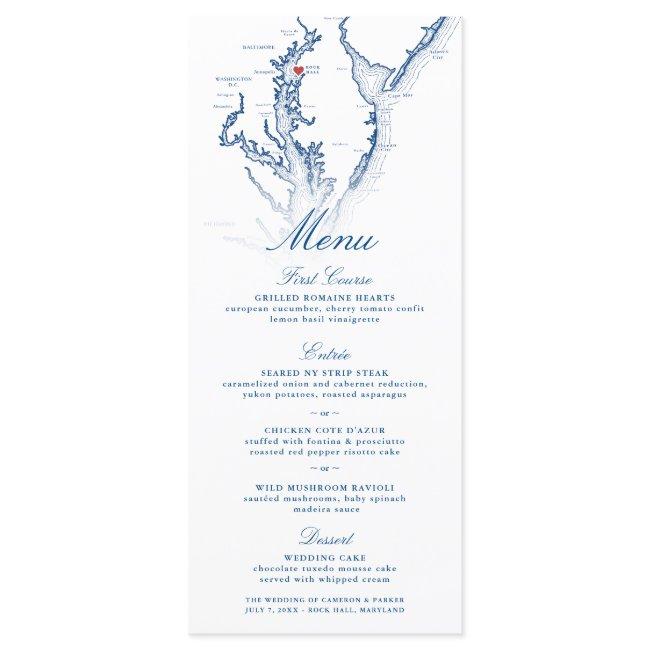 Rock Hall Maryland Map Elegant Navy Blue Wedding Menu