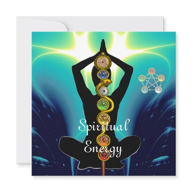 Rod Of Asclepius 7 Chakras,yoga Lotus Pose Blue Invitation