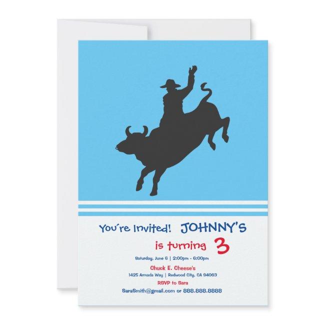 Rodeo Bull Ride Silhouette Invitation