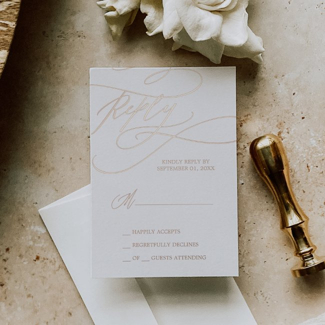 Romantic Rose Gold Foil Simple Rsvp Invitations