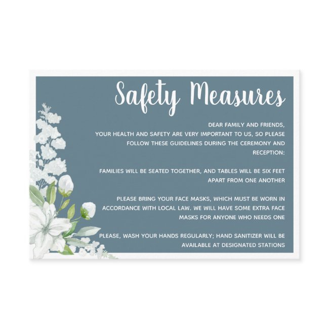 Romantic White Flowers Safety Measures Wedding Enclosure Invitations