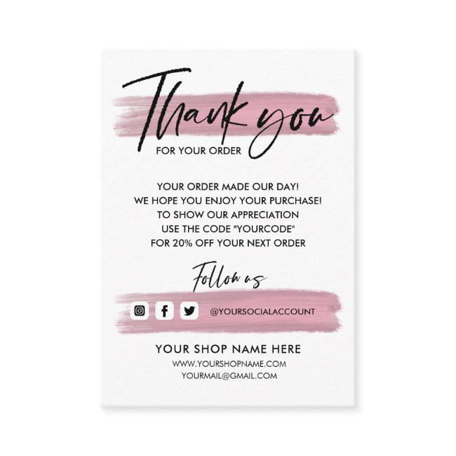 Rose Gold Business Thank You Handlettered And Logo Enclosure Invitations
