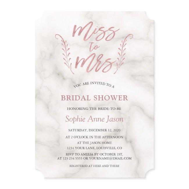 Rose Gold Calligraphy Bridal Shower Bachelorette Invitation