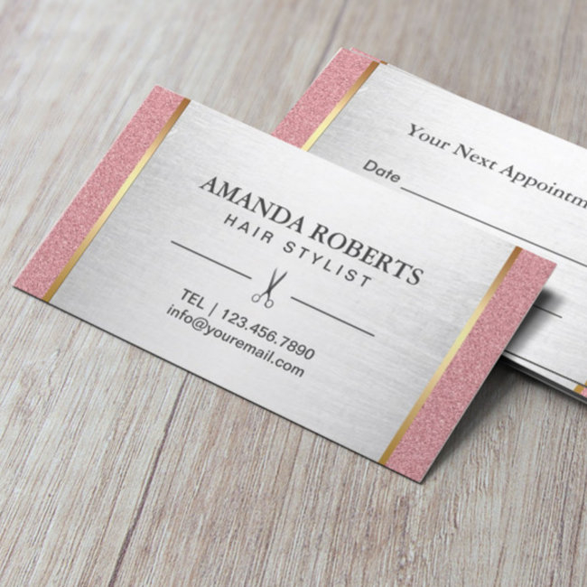 Rose Gold Hair Stylist Modern Silver Appointment
