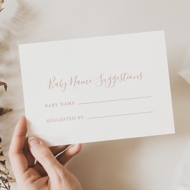 Rose Gold Minimalist Baby Name Suggestions Invitations