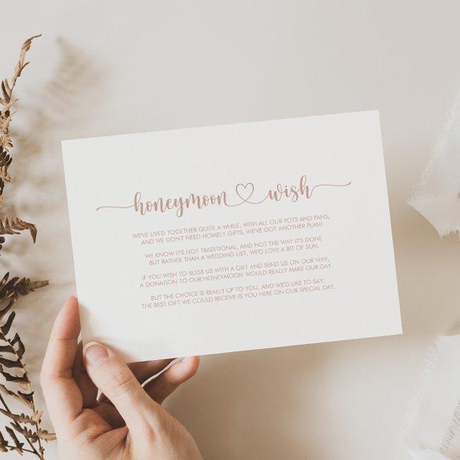 Rose Gold Minimalist Calligraphy Honeymoon Wish Enclosure Invitations