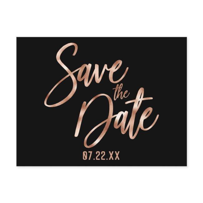 Rose Gold Modern Typography Wedding Save The Date Announcement Postinvitations