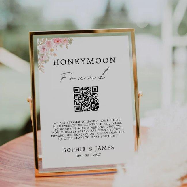Rose Honeymoon Fund Qr Code Wedding Sign, Invitation