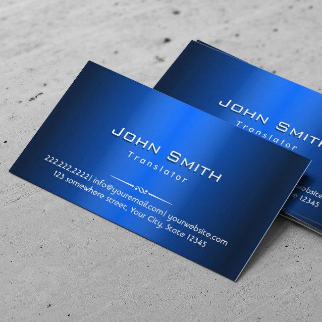 Royal Blue Metal Translator Business Invitations
