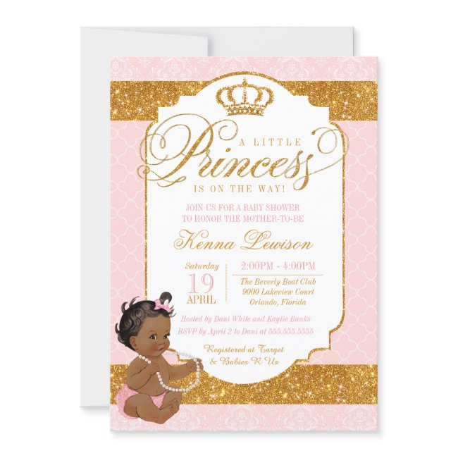 Royal Little Princess Pink And Gold Baby Shower Invitation