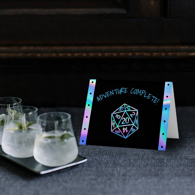 Rpg Dice | Holo Fantasy Tabletop Pnp Gamer Photo Thank You Invitations