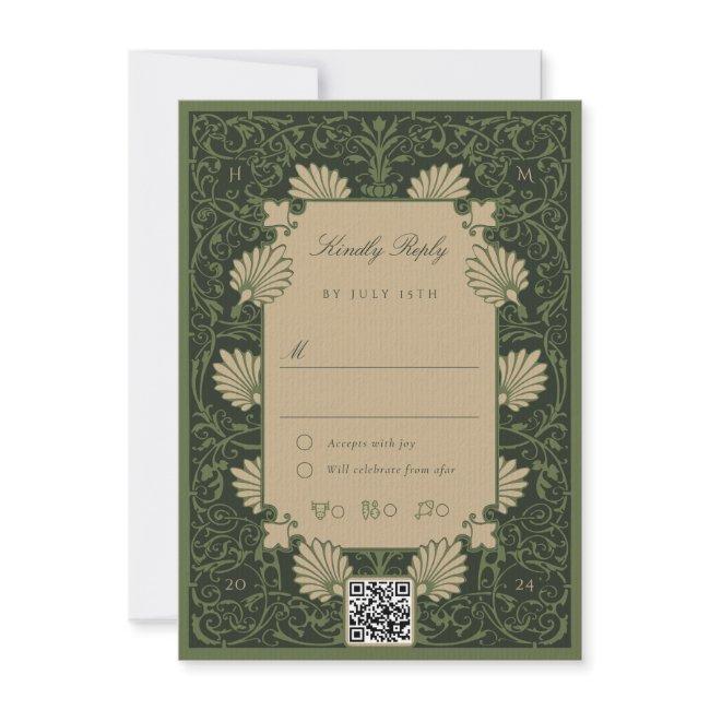 Rsvp Regal Emerald Green Antique Gold Baroque Invitation