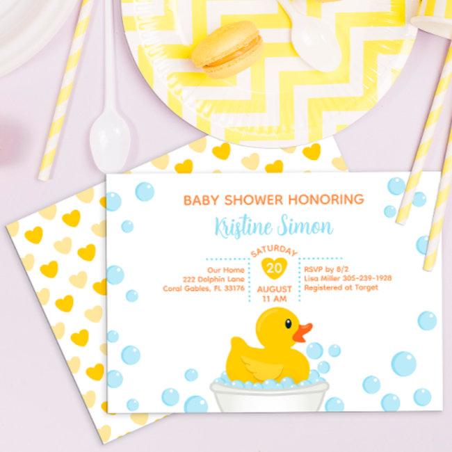 Rubber Duck Bubble Bath Rub A Dub Dub Baby Shower Invitation