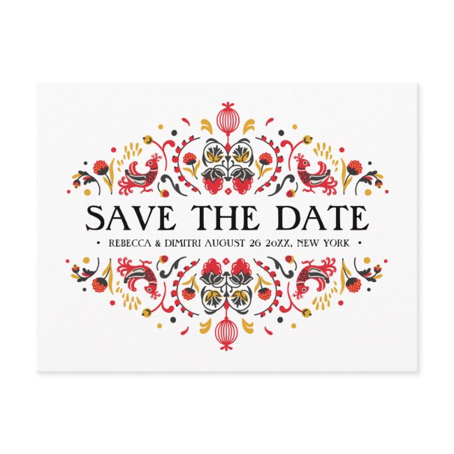 Russian Folk Art Khokhloma Wedding Announcement Postinvitations