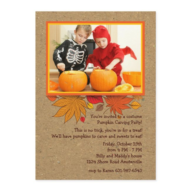 Rustic Autumn Photo Halloween Invitation