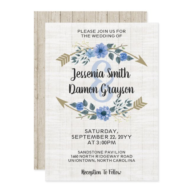 Rustic Boho Arrows & Floral Wedding Invitation