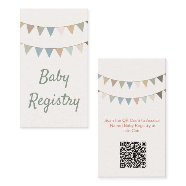 Rustic Bunting Baby Shower Qr Code Registry Invitations