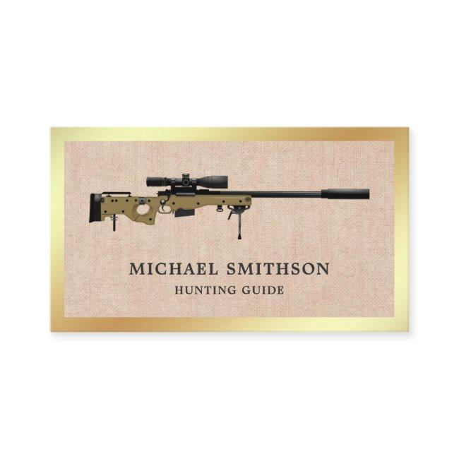 Rustic Burlap Sniper Rifle Gun Shop Gunsmith Business Invitations