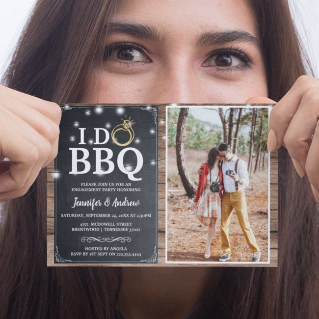 Rustic Charm 'i Do Bbq' Engagement Party Invitation